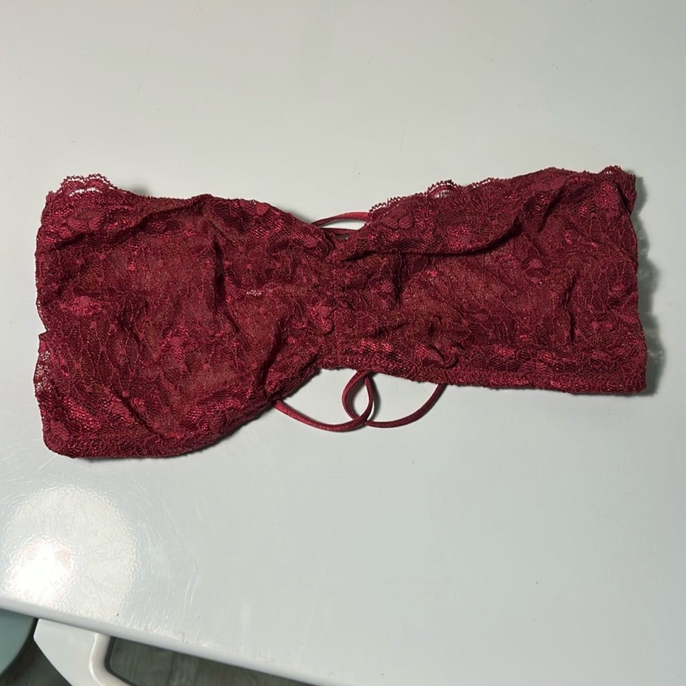 Free people rise burgundy lace bandeau in size large